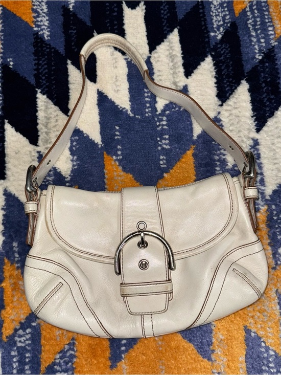 Coach Handbags - Vintage Y2K 2000s Coach White Mini Soho Leather Shoulder Bag ink stain